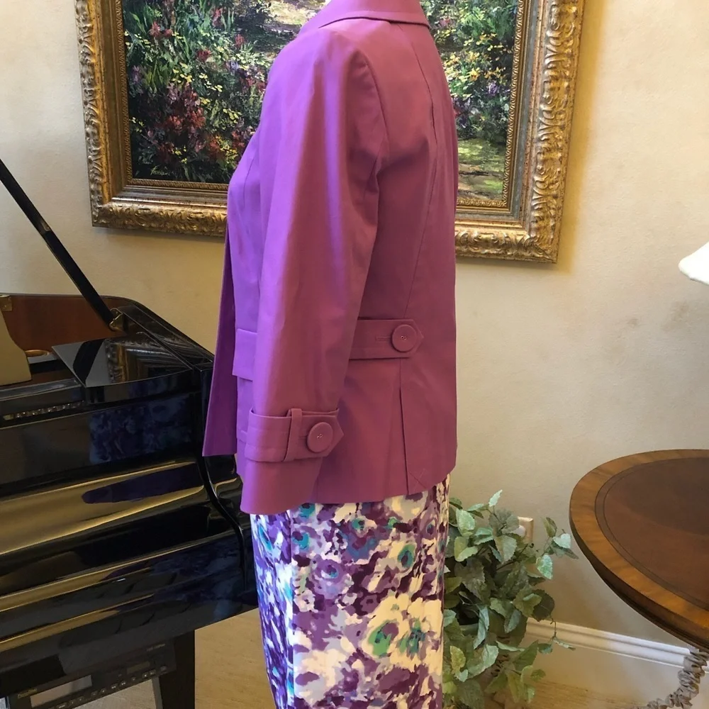 Halogen Double Breasted Button Front 3/4 Sleeve Purple Jacket Women’s Small EUC